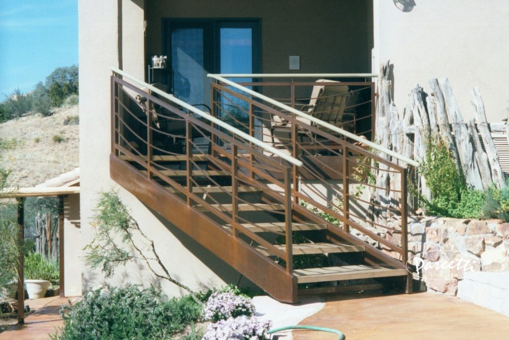 custom steel residential exterior stairs rusted finish