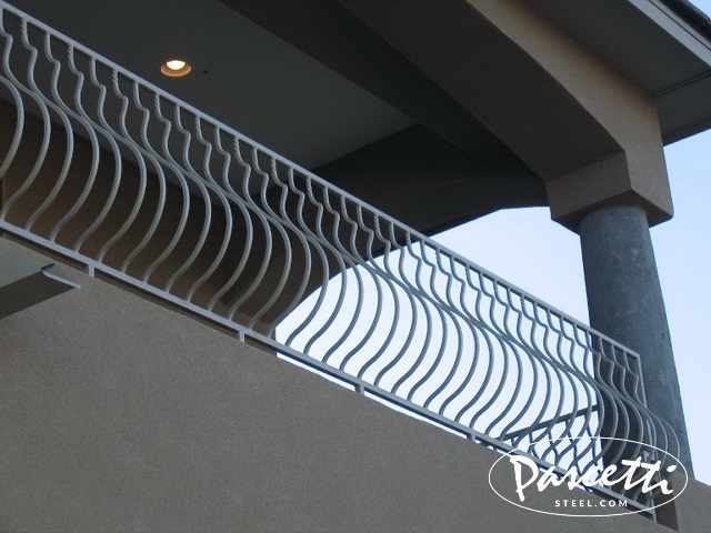 residential balcony railing system with belly picket design