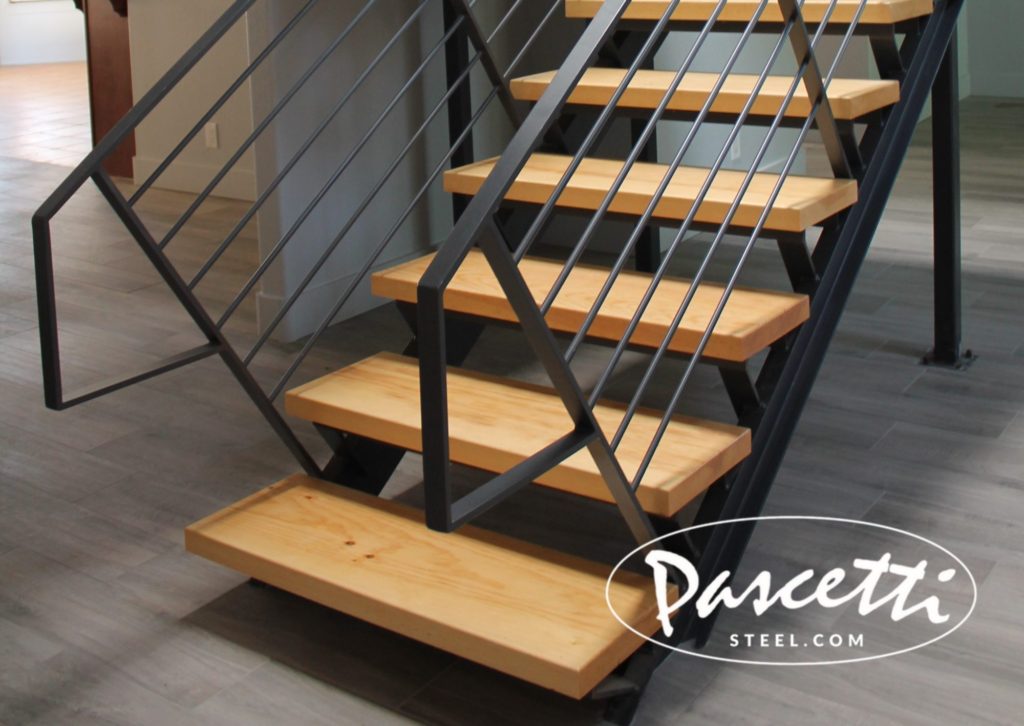 custom wood treads for stand alone stair system