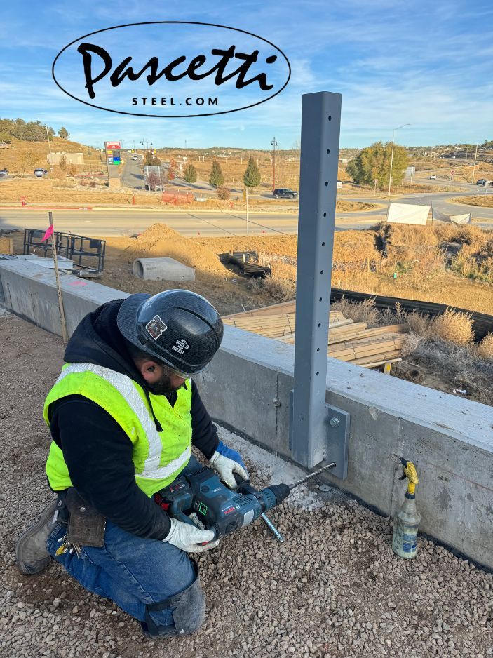 External parking garage high tension cable barrier system preventing collisions
