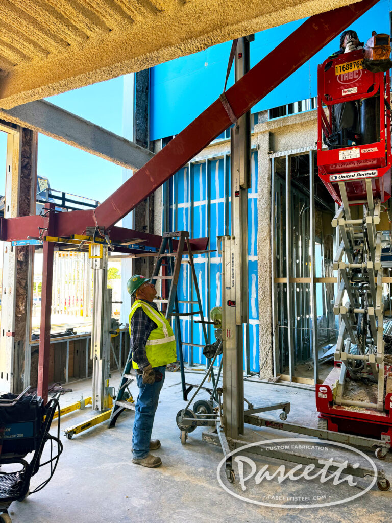Installation of Main Steel Stringers & Landing. 