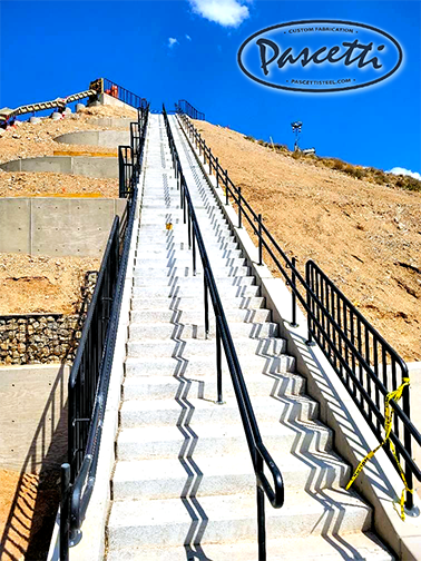 Heavy Duty Railings for Steep Outside Staircase in Active Exercise Park 