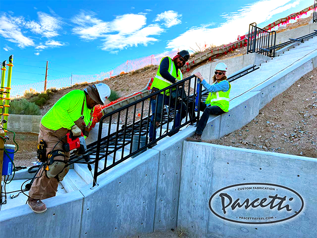 Installing First Sections of New Commercial Park Railings