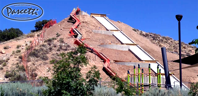 Concrete stair during construction before park safety railings. Photo Credit KRQE